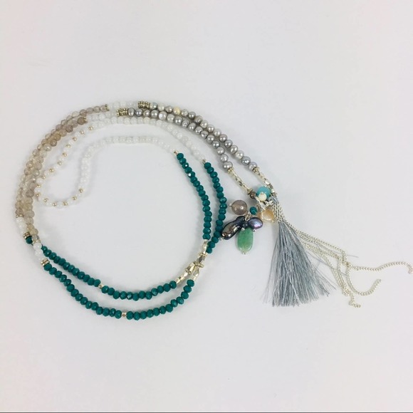 Tassel necklace with real pearls 20” - Picture 4 of 5